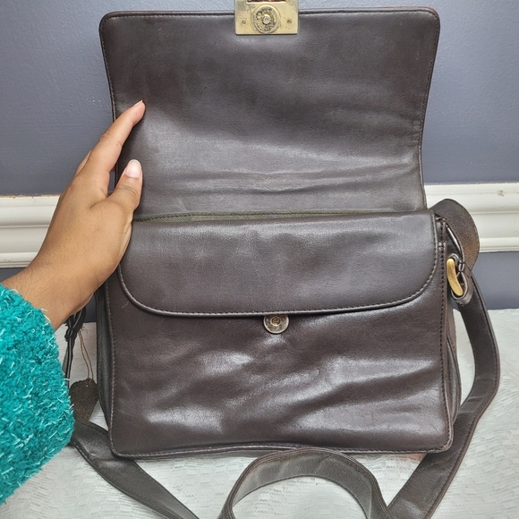 Genuine Leather & Vinyl Shoulder Messenger Bag - Picture 6 of 11